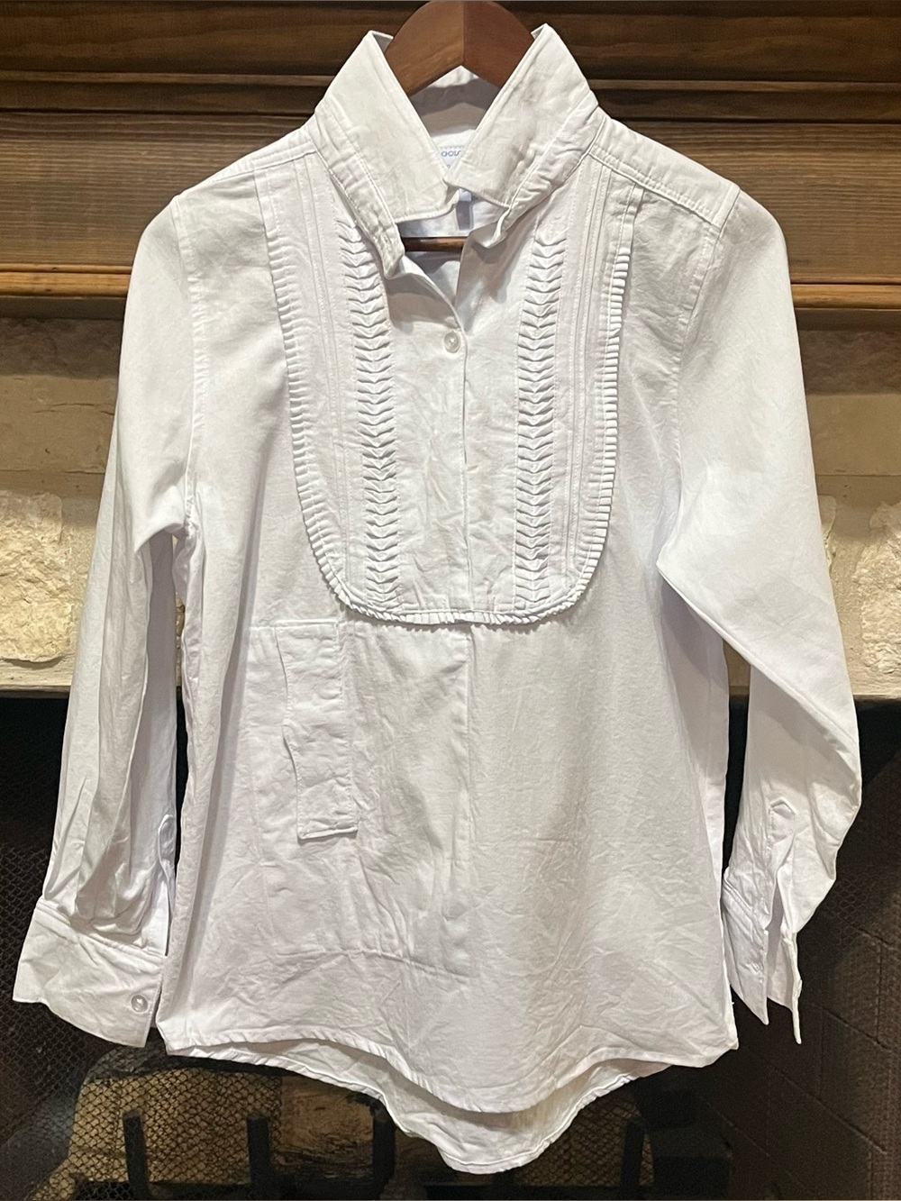 Mi Golondrina Cotton Popover Blouse Pintuck Pleat Bib Top Size S - Picture 4 of 10